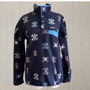 Patagonia Pullover Women's Medium Blue Space Spirits Fleece T Snap Synchilla